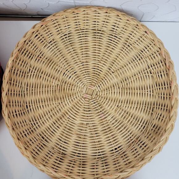 Lot of 12 Vintage Paper Plate Holder Colorful Woven Wicker Rattan Straw - Picture 6 of 10